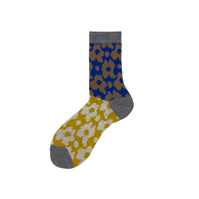 Calza corta in cotone e lana a fiori Denise