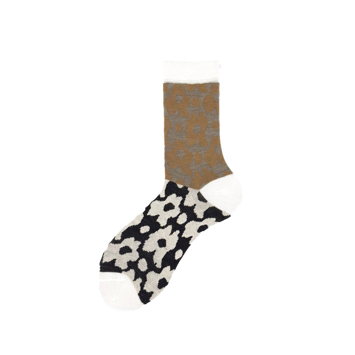 Calza corta in cotone e lana a fiori Denise