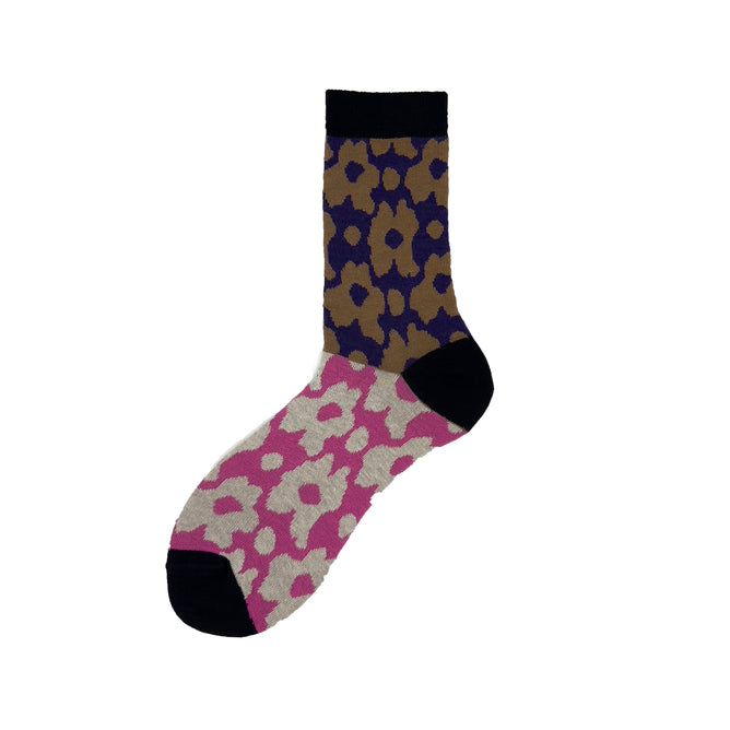 Calza corta in cotone e lana a fiori Denise