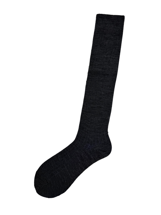 Calza lunga a costine in lana stretch Raffaele Grigio Scuro