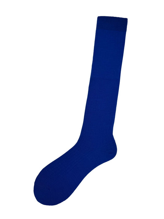 Calza lunga a costine in lana stretch Raffaele Blu