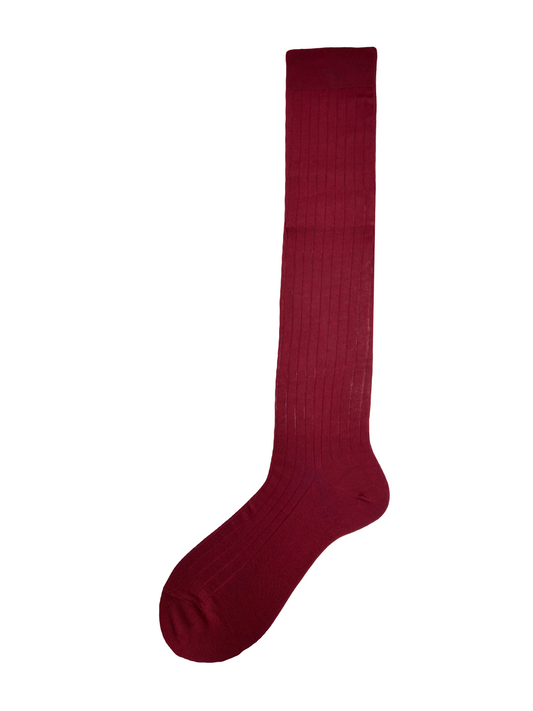 Calza lunga a costine in cotone filoscozia Marcello Bordeaux