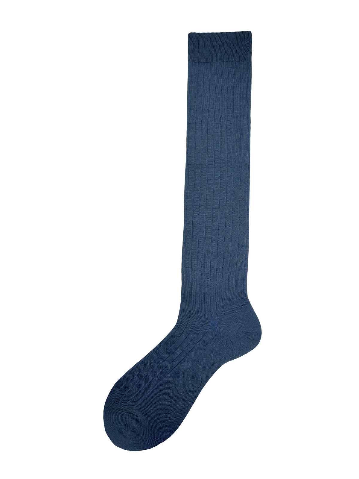 Calza lunga a costine in cotone filoscozia Marcello azzurra